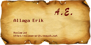 Allaga Erik névjegykártya